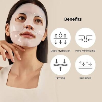نمای استفاده ماسک کلاژن بایودنس روی صورت