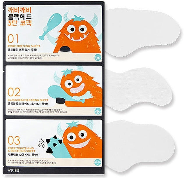apieu-goblin-nose-pack-1.jpg پچ سهمرحلهای جوش سرسیاه اپیو | A’PIEU Goblin Blackhead 3-Step Nose Pack - تصویر 1