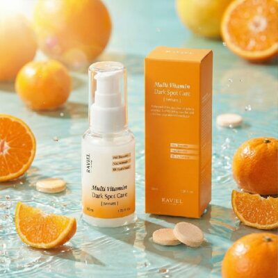 سرم روشن‌کننده و آبرسان مولتی‌ویتامین راویل ۵۰ میل | RAVIEL Multi Vitamin Dark Spot & Blemish Care Serum